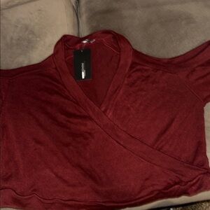 Elegant Burgundy Wrap Top